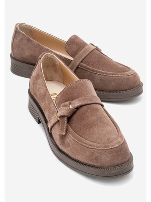 Luvi Galea Vizon Süet Tokalı Hakiki Deri Kadın Loafer Ayakkabı