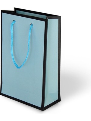 Alpjoy Mat Ada Mavi Lüks Karton Çanta 14X17X6 cm Pakette 24 Adet