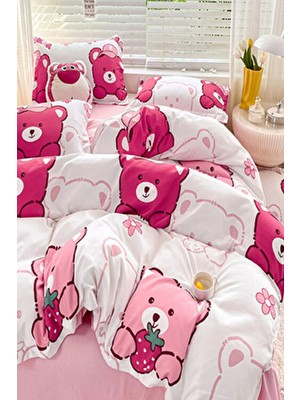 Laliva Çarşafı Lastikli Doğal Sağlıklı Pamuk Ayıcıklı Bear Panda Tek Kişilik Çocuk Nevresim Takımı