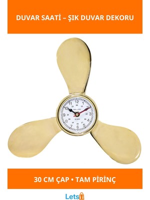 Letsii Pirinç Duvar Saati 30 cm Sessiz Mekanizma Klasik Tasarım