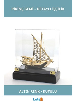 Letsii Altın Renkli Kutulu Pirinç Gemi Dekoratif Aksesuar