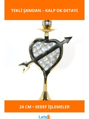 Letsii Pirinç Sedefli Zarif Tekli Şamdan 24CM