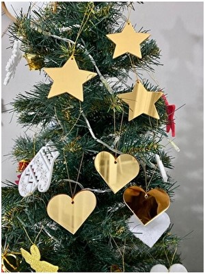 Mini Tasarım Atölyem 6'lı Gold Pleksi Kalp-Yıldız Yılbaşı Ağacı Süs Seti Pleksiden üretilmiştir Parlak ve dayanıklıdır Yıllarca kullanılabilir Aynalı gold üründür