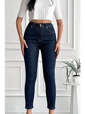 By Caspita Fashion Kadın Yüksek Bel Skinny Power Likra Dar Paça Jean
