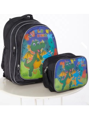 Ada Çanta Kırtasiye Dinozor Figürlü 3 Bölmeli Ilköğretim Çanta Seti (Sırt Çantası+Beslenme Çantası)