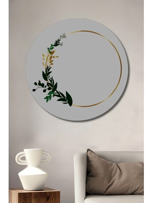 Teona Ahşap Altın Yapraklı Ihtişamlı Çember Ahşap Dekoratif Tablo Yuvarlak Tablo