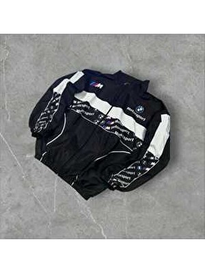Moda Teks Unisex Paraşüt Kumaş Dijital Baskılı Beyaz Rüzgarlık Yağmurluk