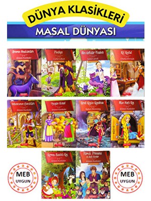 Gönül Yayıncılık Masal Dünyamız 10 Kitap - Grimm Kardeşler 3 - 8 Yaş İçin Pamuk Prenses Çizmeli Kedi Kırmızı Başlıklı Kız
