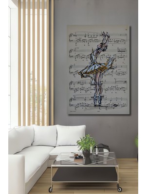 Teona Ahşap Ahşap Dekoratif Tablo Kuğu Gölü Balesi Yağlı Boya Görünümlü Sanat Eseri Dikdörtgen Tablo