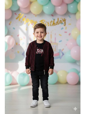 Bontino Erkek Çocuk Hırka Tişört ve Kot Pantolonlu 3'lü Takım