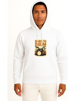 Bahriyeli Collection Kapüşonlu Bateri Davul Için Doğmak Göğüs Tasarımlı Unisex Sweatshirt