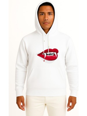 Bahriyeli Collection Kapüşonlu Dracula Vampire, Teeth Göğüs Tasarımlı Unisex Sweatshirt