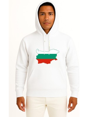 Bahriyeli Collection Kapüşonlu Flag Of Bulgaria Map Collection Göğüs Tasarımlı Unisex Sweatshirt