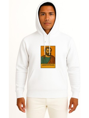 Bahriyeli Collection Kapüşonlu Aristoteles Matematik Filozofu Göğüs Tasarımlı Unisex Sweatshirt