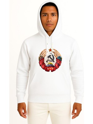 Bahriyeli Collection Kapüşonlu Byelorussian Soviet Socialist Republic Flag Göğüs Tasarımlı Unisex Sweatshirt