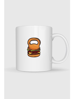 Bahriyeli Collection  Hamburger Kettlebel Fitness Gym Tasarımlı Kupa Bardak