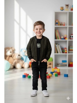 Bontino Erkek Çocuk Hırka Tişört ve Kot Pantolonlu 3'lü Takım