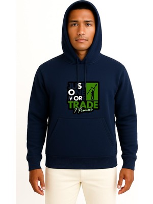 Bahriyeli Collection Kapüşonlu Investor Stock Market Trader Sticker Göğüs Tasarımlı Unisex Sweatshirt