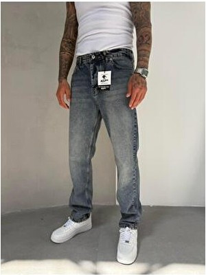 Koyu Mavi Yıkamalı Baggy Jean Kadın Loose Fit Denim 30 Beden Günlük Stil Düz Desen