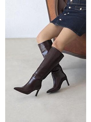 Straswans Nadia Kadın Kırışık Deri Çizme Bordo