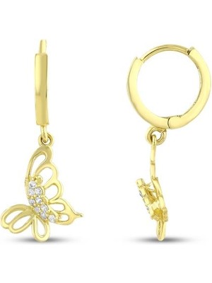 Assos Pırlanta Altın Kelebek Küpe - 14K