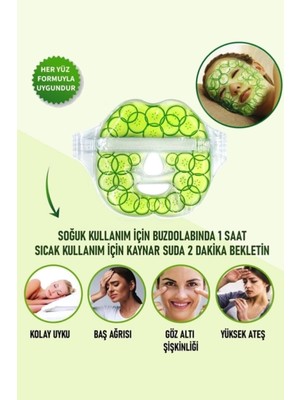 Salatalık Yüz Maske Jel Standart Beden Rahatlatıcı Özellikli Sıcak Soğuk Kullanım 1 Adet