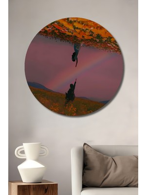 Teona Ahşap Gökkuşağı Rüyası Iki Insan Sonsuzluk Görünümlü Dekoratif Ahşap Tablo Yuvarlak Tablo