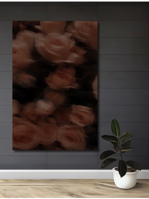 Teona Ahşap Romantik Pastel Gül Buketi Yağlı Boya Görünümlü Ahşap Dekoratif Tablo Dikdörtgen Tablo