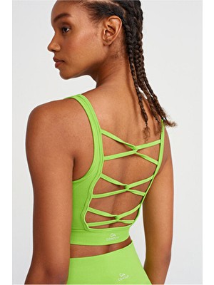 COMEUP Balıksırtı Desenli Sporcu Sütyeni Kadın Egzotik Yeşil Nefes Alabilir Kumaş ile Konfor