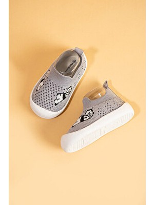 Mumenim Jowhar Unisex Çocuk&bebek Esnek, Ultra Hafif Yumuşak Kaymaz Ortopedik Taban Gri Ilk Adım Ayakkabısı