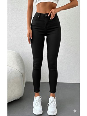 By Caspita Fashion Kadın Yüksek Bel Skinny Power Likra Dar Paça Jean