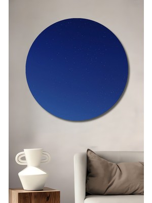 Teona Ahşap Gökyüzü ve Karlı Dağlar Sulu Boya Görünümlü Ahşap Dekoratif Tablo Yuvarlak Tablo