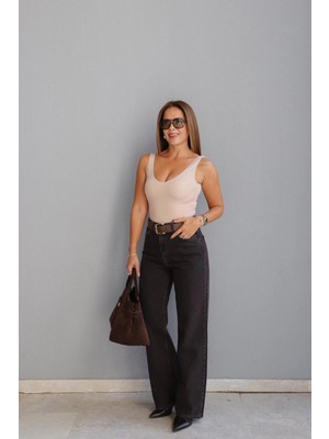 Purple By Banu Kahverengi Straight Jean Pantolon