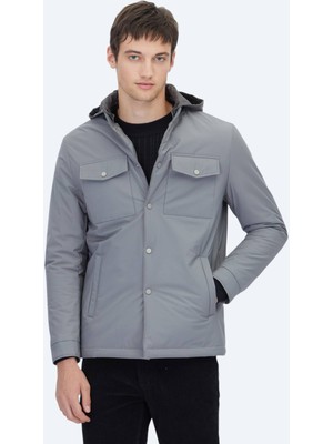 Kip Gri Regular Fit Micro Jel Elyaflı Spor Ceket