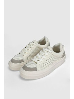 Lufian Allan Beyaz Hakiki Deri Topuk Destekli Günlük Erkek Ayakkabısı