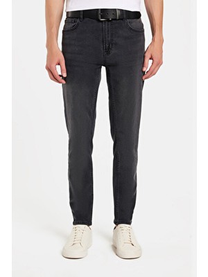 Tudors Erkek Regular Fit Normal Kesim Denim Yıkamalı Düz Paça Gri Jean Kot Pantolon