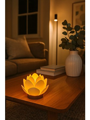 Zulya Lotus Çiçeği Tasarımlı Dekoratif Plastik LED Mumluk Tealight - Sıcak ve Zarif Işık