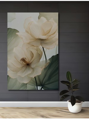 Teona Ahşap Zarif Çiçekler Sulu Boya Görünümlü Ahşap Dekoratif Tablo Dikdörtgen Tablo