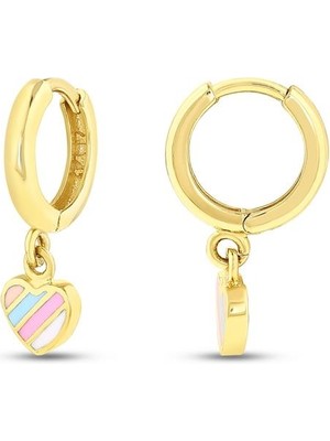 Assos Pırlanta Kalp Figürlü Altın Çocuk Küpe - 14K