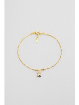 So CHIC İ Harfi 18 Ayar Sarı Altın Kaplama 19 Cm Gümüş Nazar Bileklik