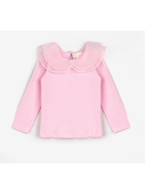 Le Mabelle Pembe Organze Yakalı Kız Çocuk Tişört