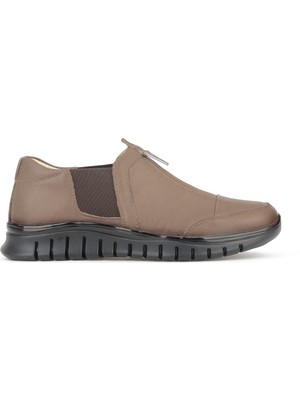 Ziya, Kadın Hakiki Deri Konfor Ayakkabı 16155Z2888 Koyu Vizon