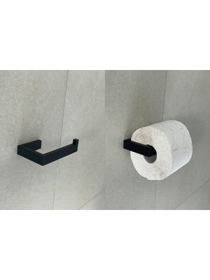 ArtPera3D Minimalist Siyah Tuvalet Kâğıdı Tutucu | Mat Siyah Modern Duvar Tipi Askı | Banyo Aksesuarı