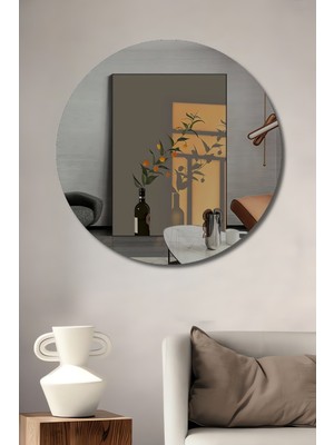 Teona Ahşap Sulu Boya Görünümlü Minimalist Şişe ve Çiçek Sanat Tablosu Yuvarlak Tablo