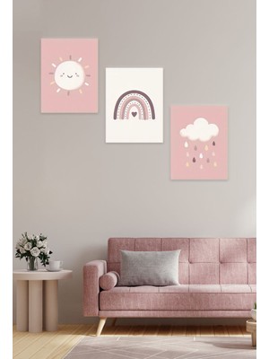 Ceya Çocuk Bebek Odası Mdf (Ahşap) 3parça Renkli Dekoratif Tablo