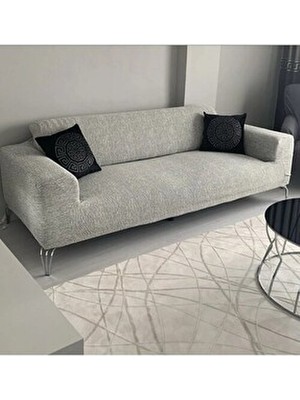 Jakarlı Düz Desen Lastikli Koltuk Kılıfı Çekyat Koltuk Örtüsü Streç Esnek Kanepe Kılıfı
