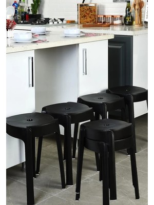 Tuffex  6 Adet Exclusive Kalite Ultra Dayanıklı Modern Tasarım Kırılmaz Tabure - Latte