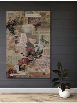 Teona Ahşap Romantik Kelebekli Bohem Sanat Ahşap Dekoratif Tablo Dikdörtgen Tablo