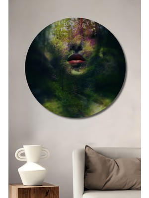 Teona Ahşap Orman Perisi Yağlı Boya Görünümlü Ahşap Dekoratif Tablo Yuvarlak Tablo