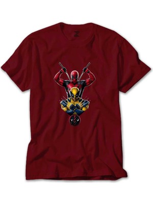 Liyada Deadpool Wolverine Warrios Kırmızı Tişört Liyada